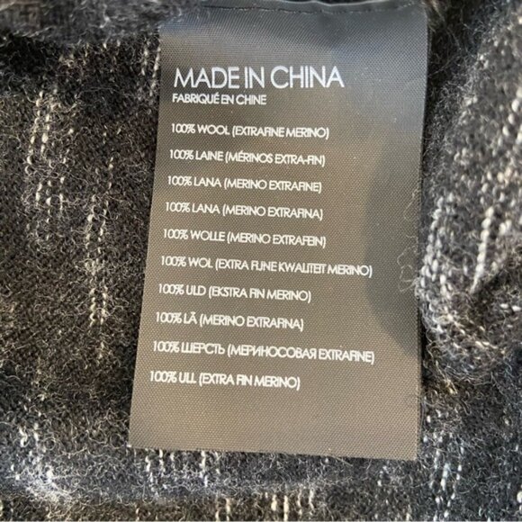 Club Monaco Ralph Lauren 100% merino wool sweater hood black white large unisex - Picture 10 of 14